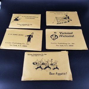 Vintage French Francois Language Vocabulary Learning Flash Card Game Lot 5 1960